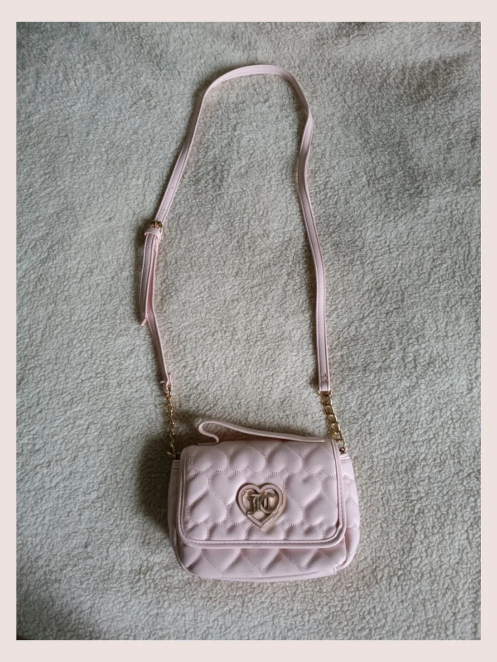Quilted Y2K Coquette Juicy Couture Light Pink Heart Crossbody Bag